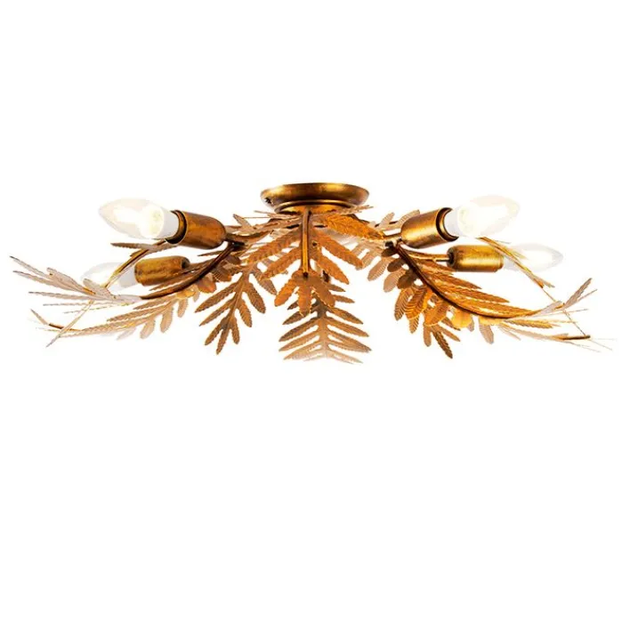 QAZQA Smarte Deckenleuchten|Deckenleuchten*Vintage Smart Deckenleuchte Gold 70 cm inkl. 5 WiFi B35 - Botanica