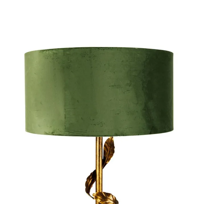 QAZQA Küchenlampen|Stehlampen*Vintage Stehlampe Antik Gold mit grünem Schirm - Linden