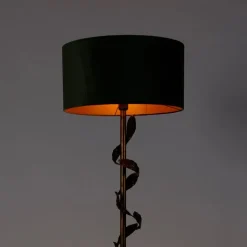 QAZQA Küchenlampen|Stehlampen*Vintage Stehlampe Antik Gold mit grünem Schirm - Linden