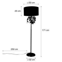 QAZQA Stehlampen|Wohnzimmerlampen*Vintage Stehlampe Antik Gold mit grünem Schirm - Linden