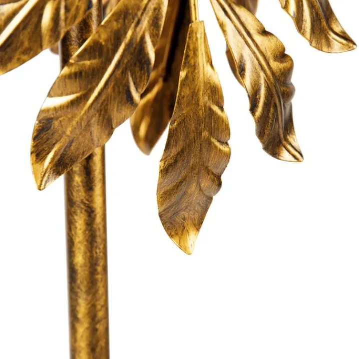 QAZQA Stehlampen|Wohnzimmerlampen*Vintage Stehlampe Antik Gold mit grünem Schirm - Linden