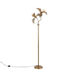 QAZQA Stehlampen|Wohnzimmerlampen*Vintage Stehlampe Gold 2-Licht - Botanica