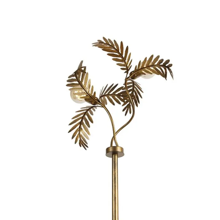 QAZQA Stehlampen|Wohnzimmerlampen*Vintage Stehlampe Gold 2-Licht - Botanica