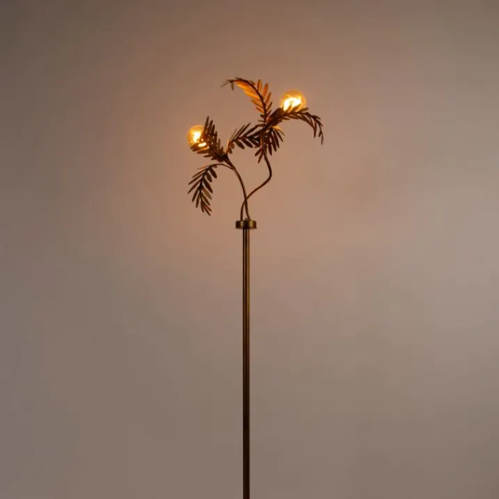 QAZQA Stehlampen|Wohnzimmerlampen*Vintage Stehlampe Gold 2-Licht - Botanica