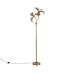 QAZQA Stehlampen|Wohnzimmerlampen*Vintage Stehlampe Gold 2-Licht - Botanica