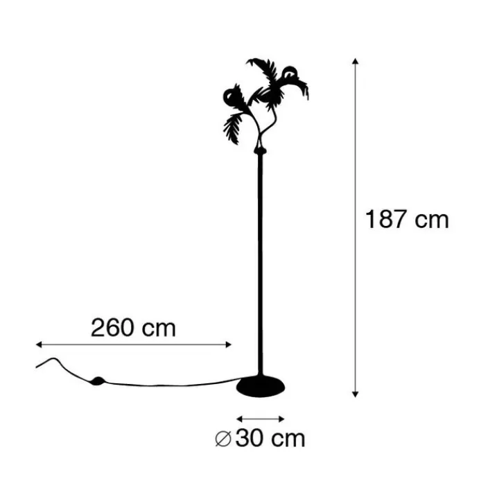 QAZQA Stehlampen|Wohnzimmerlampen*Vintage Stehlampe Gold 2-Licht - Botanica