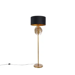 QAZQA Stehlampen|Wohnzimmerlampen*Vintage Stehlampe Gold mit schwarzem Samtschirm 50 cm - Botanica