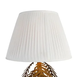 QAZQA Stehlampen|Wohnzimmerlampen*Vintage Stehlampe Gold mit Faltenschirm weiß 45 cm - Botanica