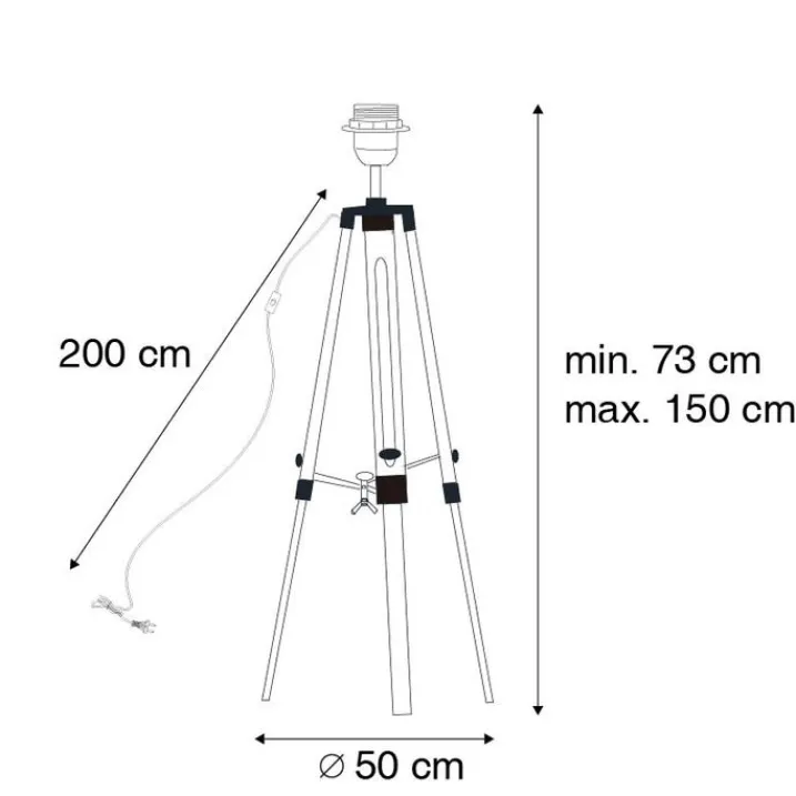 QAZQA Schlafzimmerlampen|Küchenlampen*Vintage Stehlampe Messingstativ - Cortin