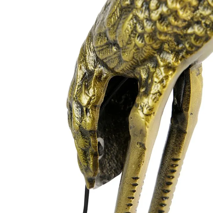 QAZQA Stehlampen|Wohnzimmerlampen*Vintage Stehlampe Messing Stoffschirm schwarz - Kranichvogel