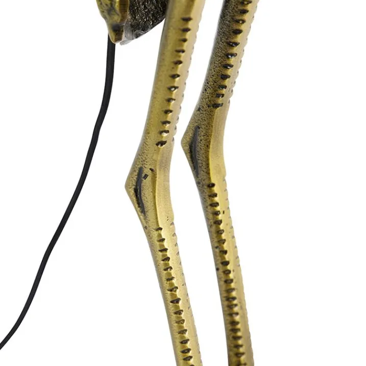 QAZQA Stehlampen|Wohnzimmerlampen*Vintage Stehlampe Messing Stoffschirm schwarz - Kranichvogel