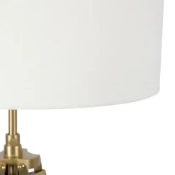 QAZQA Stehlampen|Wohnzimmerlampen*Vintage Stehlampe Messing mit Schirm weiß 50 cm Dreibein - Cortin