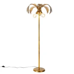 QAZQA Stehlampen|Wohnzimmerlampen*Vintage Stehleuchte gold 2-flammig - Botanica
