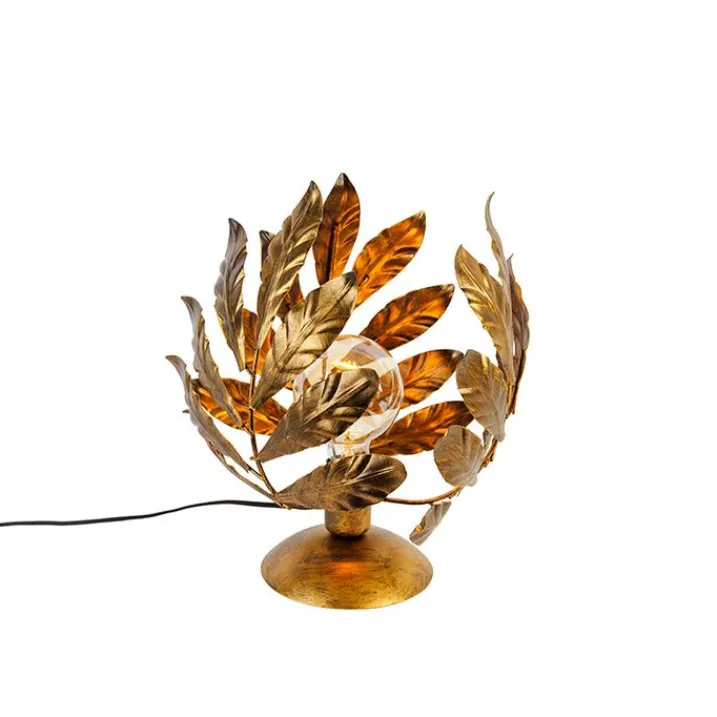 QAZQA Tischlampen|Wohnzimmerlampen*Vintage Tischlampe Antik Gold 30 cm - Linde