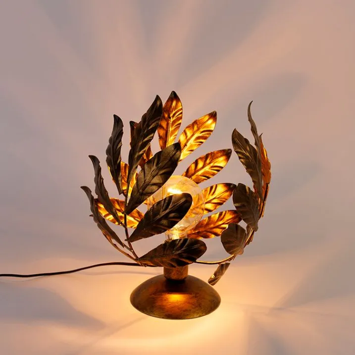 QAZQA Tischlampen|Wohnzimmerlampen*Vintage Tischlampe Antik Gold 30 cm - Linde