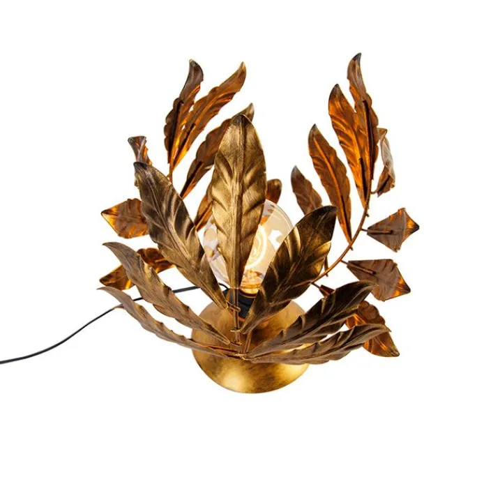 QAZQA Tischlampen|Wohnzimmerlampen*Vintage Tischlampe Antik Gold 30 cm - Linde