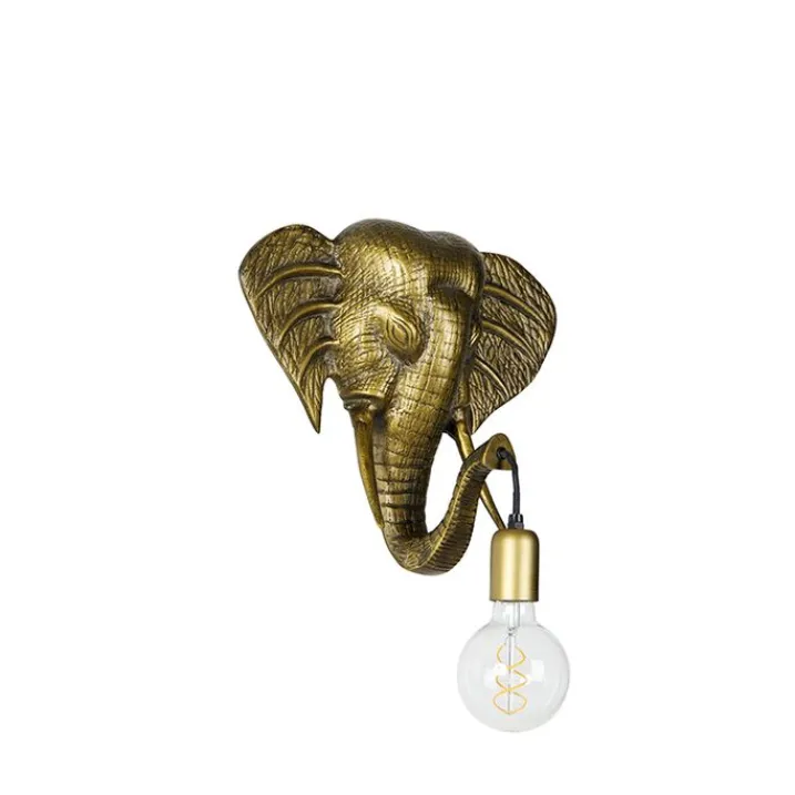 QAZQA Wandleuchten|Wohnzimmerlampen*Vintage Wandlampe gold - Elefant