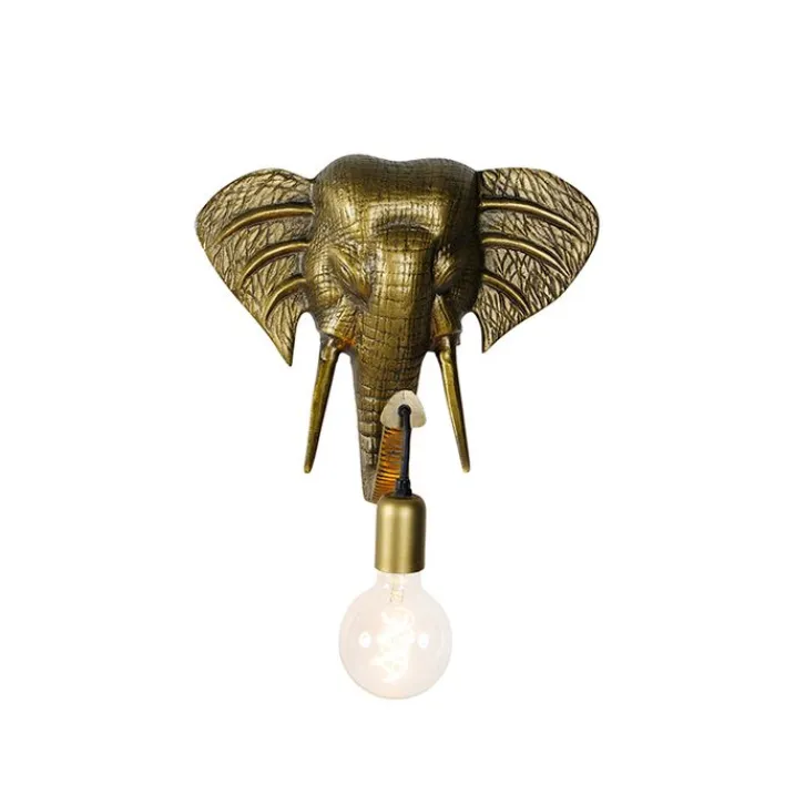 QAZQA Wandleuchten|Wohnzimmerlampen*Vintage Wandlampe gold - Elefant