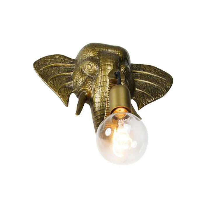 QAZQA Wandleuchten|Wohnzimmerlampen*Vintage Wandlampe gold - Elefant