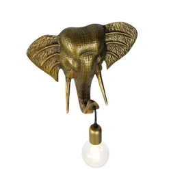 QAZQA Wandleuchten|Wohnzimmerlampen*Vintage Wandlampe gold - Elefant