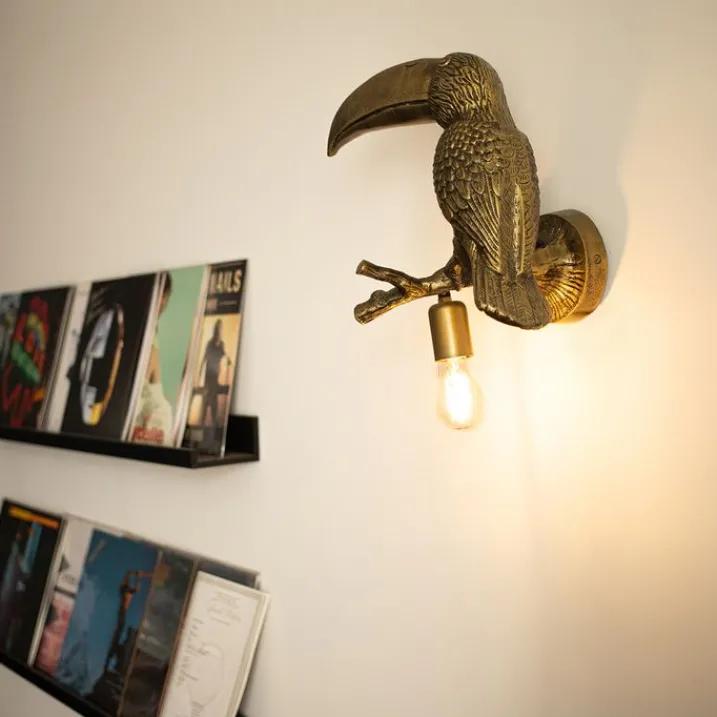 QAZQA Schlafzimmerlampen|Küchenlampen*Vintage Wandlampe Messing - Tucan