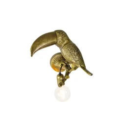 QAZQA Schlafzimmerlampen|Küchenlampen*Vintage Wandlampe Messing - Tucan