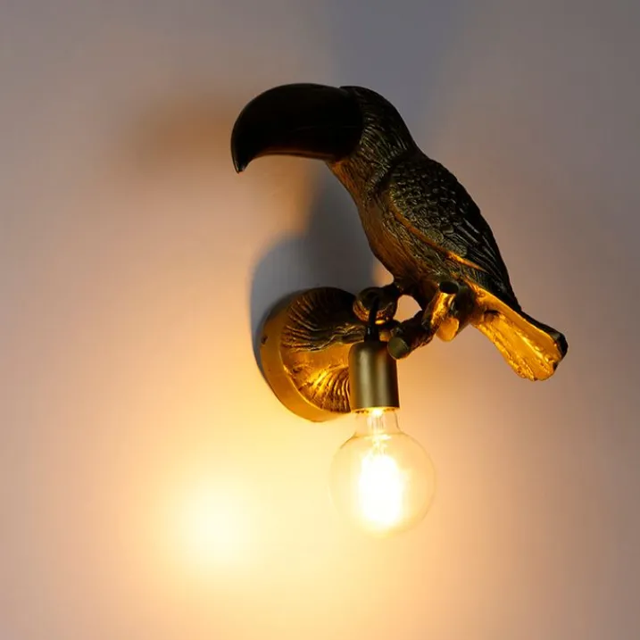 QAZQA Schlafzimmerlampen|Küchenlampen*Vintage Wandlampe Messing - Tucan