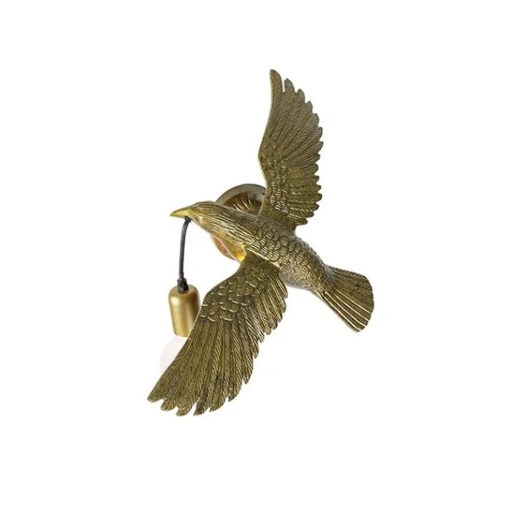 QAZQA Schlafzimmerlampen|Küchenlampen*Vintage Wandlampe Messing - Fugl