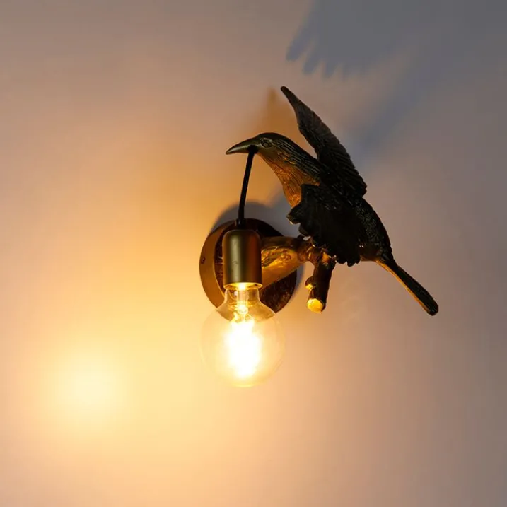 QAZQA Schlafzimmerlampen|Küchenlampen*Vintage Wandlampe Messing - Fugl