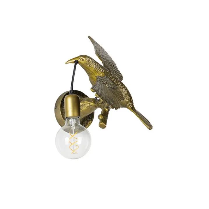 QAZQA Schlafzimmerlampen|Küchenlampen*Vintage Wandlampe Messing - Fugl