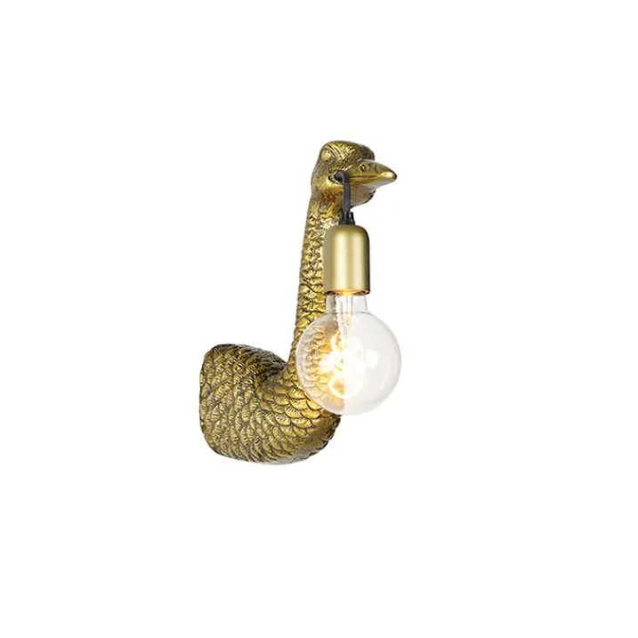 QAZQA Schlafzimmerlampen|Küchenlampen*Vintage Wandlampe Messing - Kamelvogel