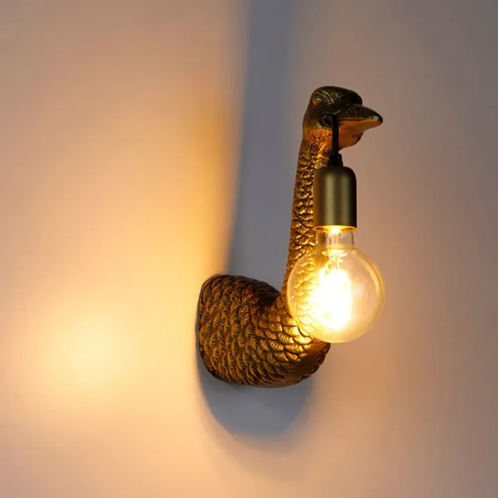 QAZQA Schlafzimmerlampen|Küchenlampen*Vintage Wandlampe Messing - Kamelvogel