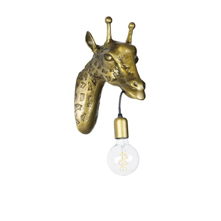 QAZQA Schlafzimmerlampen|Küchenlampen*Vintage Wandlampe Messing - Giraffe