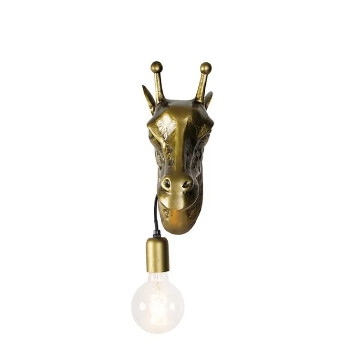 QAZQA Schlafzimmerlampen|Küchenlampen*Vintage Wandlampe Messing - Giraffe