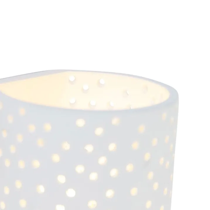 QAZQA Wandleuchten|Wohnzimmerlampen*Vintage zylinderförmige Wandleuchte weiß Gips - Mahou