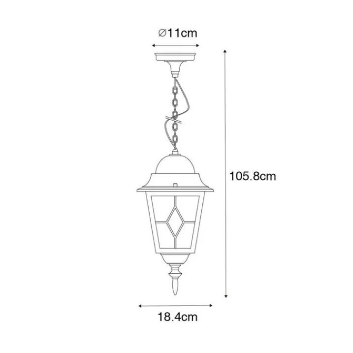 QAZQA Gartenbeleuchtung|Pendelleuchten Außen*Vintage-Hängelampe für den Außenbereich, antikgolden – Antigua