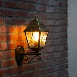 QAZQA Gartenbeleuchtung|Außenwandleuchten*Vintage-Wandlaterne für den Außenbereich, antikgolden – Antigua Up