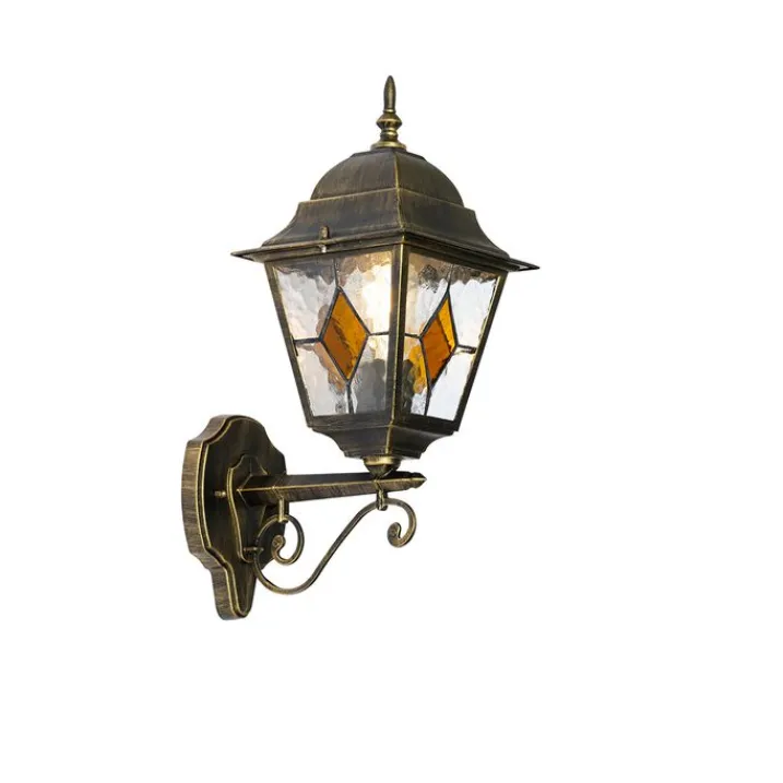 QAZQA Gartenbeleuchtung|Außenwandleuchten*Vintage-Wandlaterne für den Außenbereich, antikgolden – Antigua Up