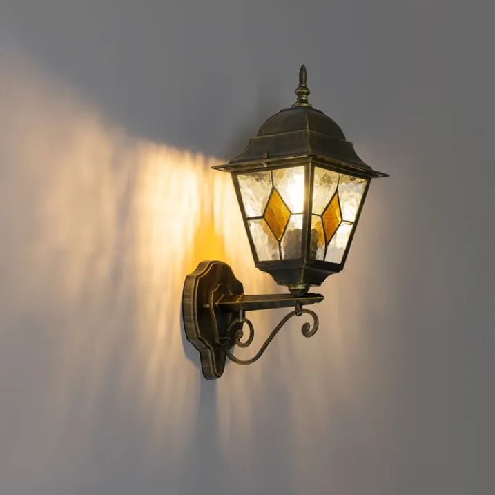 QAZQA Gartenbeleuchtung|Außenwandleuchten*Vintage-Wandlaterne für den Außenbereich, antikgolden – Antigua Up