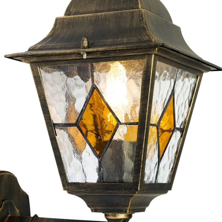 QAZQA Gartenbeleuchtung|Außenwandleuchten*Vintage-Wandlaterne für den Außenbereich, antikgolden – Antigua Up