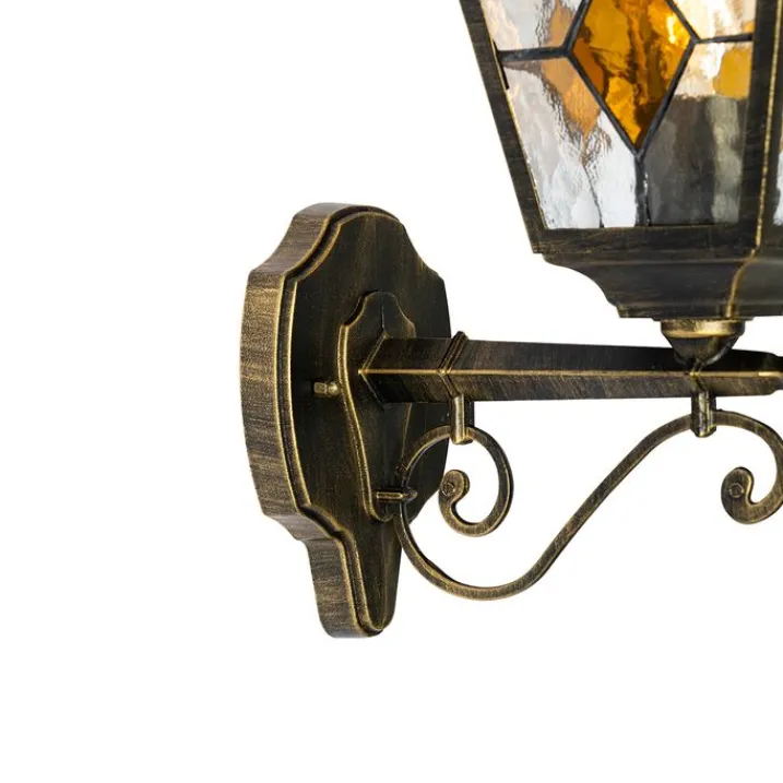 QAZQA Gartenbeleuchtung|Außenwandleuchten*Vintage-Wandlaterne für den Außenbereich, antikgolden – Antigua Up