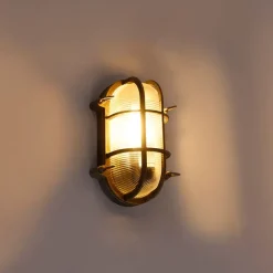 QAZQA Gartenbeleuchtung|Außenwandleuchten*Wand- und Deckenleuchte Gold / Messing oval IP44 - Noutica