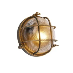 QAZQA Gartenbeleuchtung|Außenwandleuchten*Wand- und Deckenleuchte Gold / Messing rund IP44 - Noutica