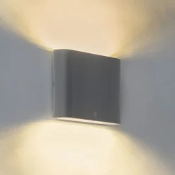 QAZQA Gartenbeleuchtung|Led-Außenleuchten*Wandleuchte Anthrazit 11,5 cm inkl. LED IP65 - Batt