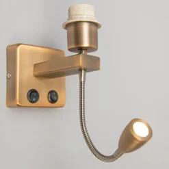 QAZQA Wandleuchten|Wohnzimmerlampen*Wandleuchte Bronze inkl. LED mit Lesearm - Brescia Combi