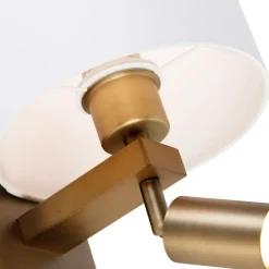 QAZQA Wandleuchten|Wohnzimmerlampen*Wandleuchte Bronze mit Leselampe und Schirm 18 cm weiß - Brescia