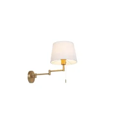 QAZQA Küchenlampen|Esszimmerlampen*Wandleuchte Bronze mit weißem Schirm und verstellbarem Arm - Ladas Deluxe
