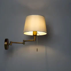 QAZQA Küchenlampen|Esszimmerlampen*Wandleuchte Bronze mit weißem Schirm und verstellbarem Arm - Ladas Deluxe