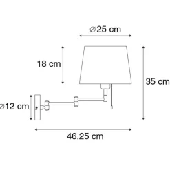 QAZQA Küchenlampen|Esszimmerlampen*Wandleuchte Bronze mit weißem Schirm und verstellbarem Arm - Ladas Deluxe