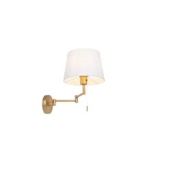 QAZQA Küchenlampen|Esszimmerlampen*Wandleuchte Bronze mit weißem Schirm und verstellbarem Arm - Ladas Deluxe